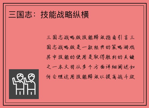 三国志：技能战略纵横